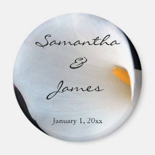 White Calla Lily Personalisiert Wedding Magnet