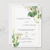 White Calla Lily Romantische klassische Hochzeit Einladung (Vorderseite)