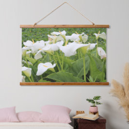 White Calla Lily Wandteppich Mit Holzrahmen
