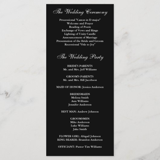 White Calla Lily Wedding Program Programm (Rückseite)