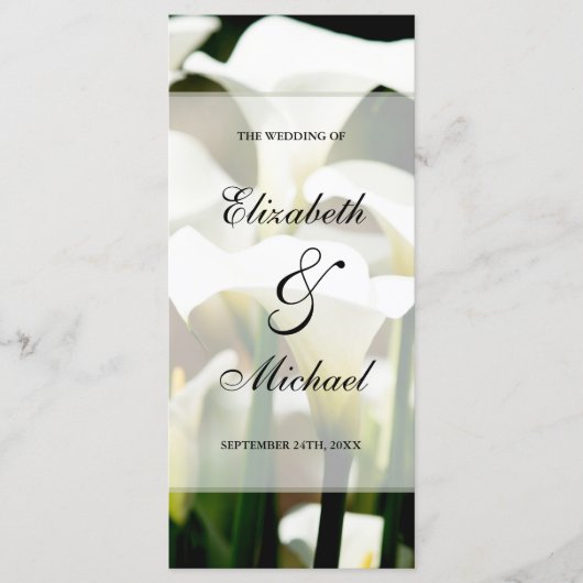 White Calla Lily Wedding Program Programm (Vorderseite)