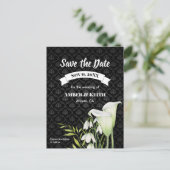 White Calla Snowdropding Wedding Save the Date Ankündigungspostkarte (Stehend Vorderseite)