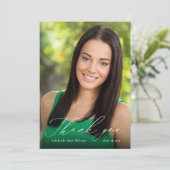 White Calligraphy Abschluss Danke mit Foto (Stehend Vorderseite)