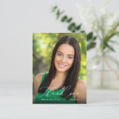 White Calligraphy Foto Abschluss Vielen Dank Postkarte (Stehend Vorderseite)