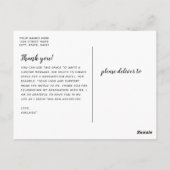 White Calligraphy Foto Abschluss Vielen Dank Postkarte (Rückseite)