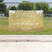 White Calligraphy Gold Floral Begrüßung Banner (Insitu)