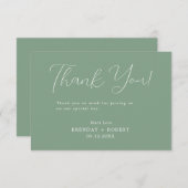 White Calligraphy on Sage Green Danke Karte (Vorne/Hinten)