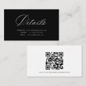 White Calligraphy QR code wedding details card Begleitkarte (Vorne/Hinten)