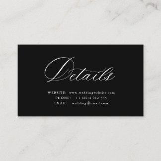 White Calligraphy QR code wedding details card Begleitkarte