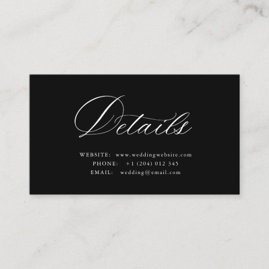 White Calligraphy QR code wedding details card Begleitkarte (Vorderseite)