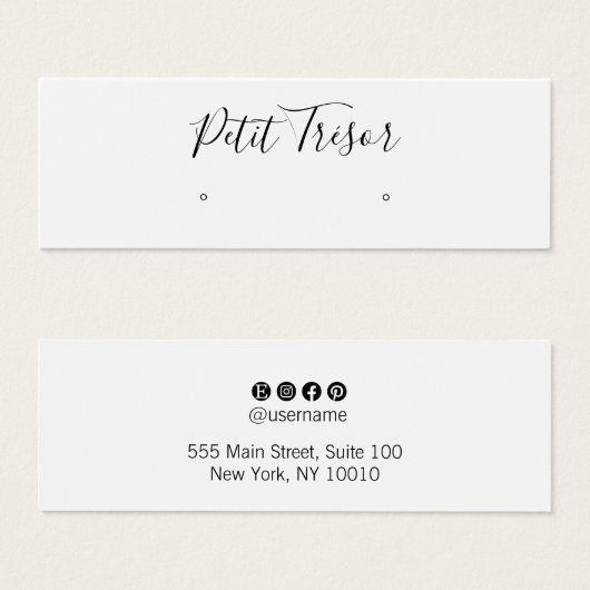 White Calligraphy Script  Stud Earring Display (Vorne & Hinten)