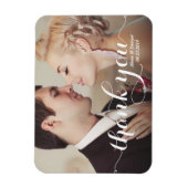 White Calligraphy Script Wedding Danke Foto Magnet (Vertikal)