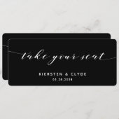 White Calligraphy Wedding Nimm deine Sitzplattenta Einladung (Vorne/Hinten)