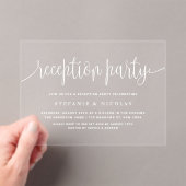 White Calligraphy Wedding Reception Party Acryleinladungen (Insitu (Handheld))