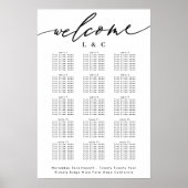 White Calligraphy Wedding Welcome Seating Chart Poster (Vorne)