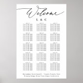 White Calligraphy Wedding Welcome Seating Chart Poster (Vorne)