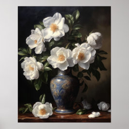 White Camellia Blume Art Print Poster