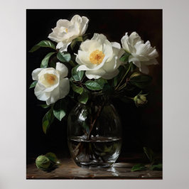White Camellia Blume Art Print Poster