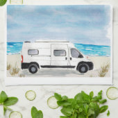 White Camper Van Kitchen Handtuch RV Thema (Gefaltet)