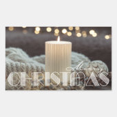 White Candle Cozy Christmas Rechteckiger Aufkleber (Vorderseite)