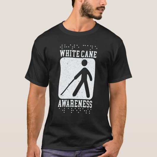 White Cane Awareness Braille Blind Awareness 1 T-Shirt (Vorderseite)