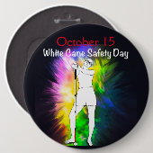 White Cane Safety Day gefärbte Krawatte starke bli Button (Vorne & Hinten)