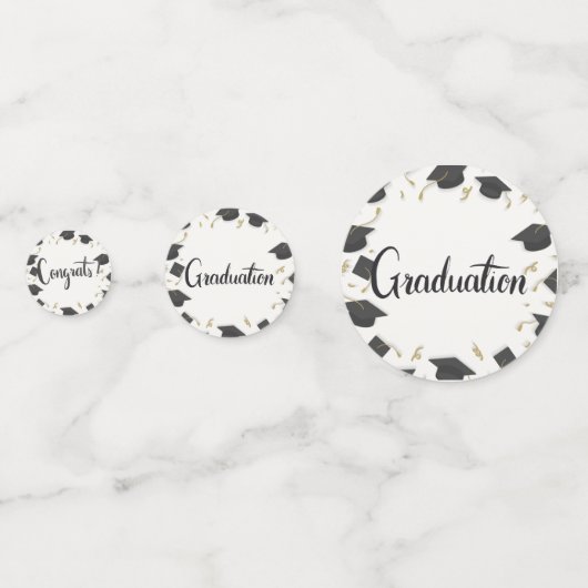 White Cap & Confetti Graduation Congrats Confetti Konfetti (Vorderseiten)