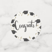 White Cap & Confetti Graduation Congrats Confetti Konfetti (Klein Vorderseite)