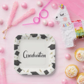 White Cap & Confetti Graduation Pappteller (Party)