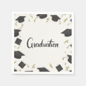 White Cap & Confetti Graduation Serviette (Vorderseite)