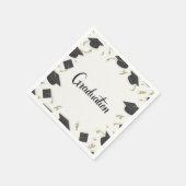 White Cap & Confetti Graduation Serviette (Ecke)