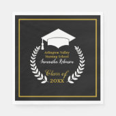 White Cap und Laurel Graduation Party Paper Napkin Serviette (Vorderseite)