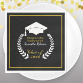 White Cap und Laurel Graduation Party Paper Napkin Serviette