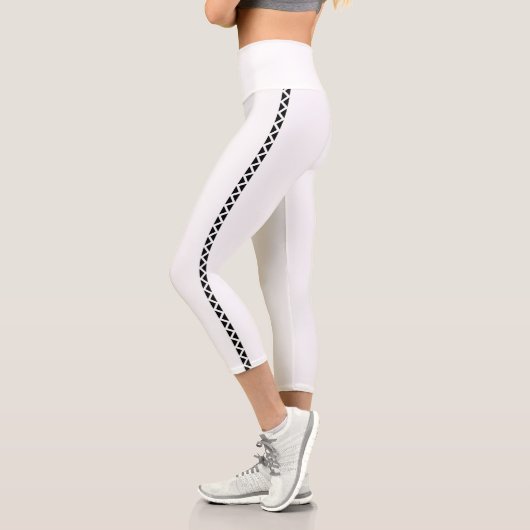 White Capri Leggings with Black Side Stripe (Links)