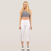 White Capri Leggings with Black Side Stripe (Vorderseite)