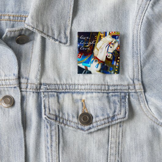 White Carousel Pferd Foto Live Lagh Liebe Zitat Button (Beispiel)