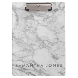 White Carrara Marble Classic Modern Klemmbrett
