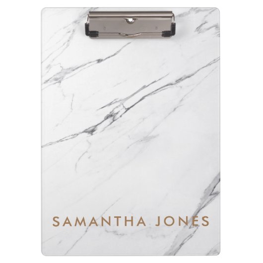 White Carrara Marble Classic Modern Office Geschen Klemmbrett (Vorderseite)