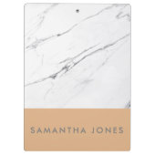 White Carrara Marble Gold Classic Moderne Klemmbrett (Rückseite)