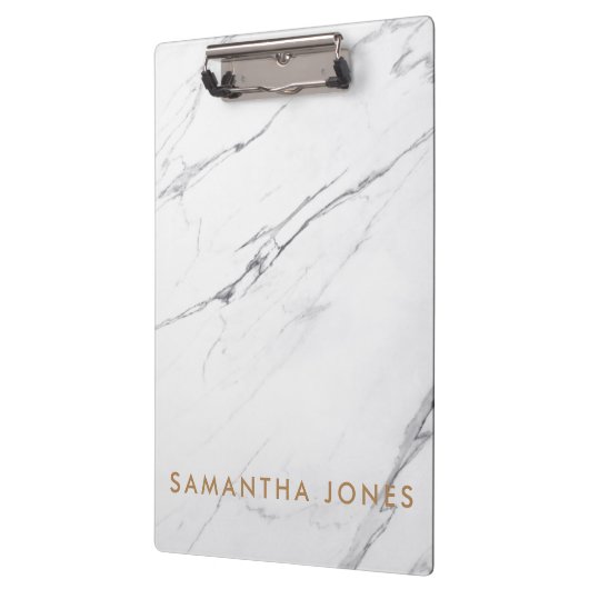 White Carrara Marble Gold Classic Moderne Klemmbrett (Links)