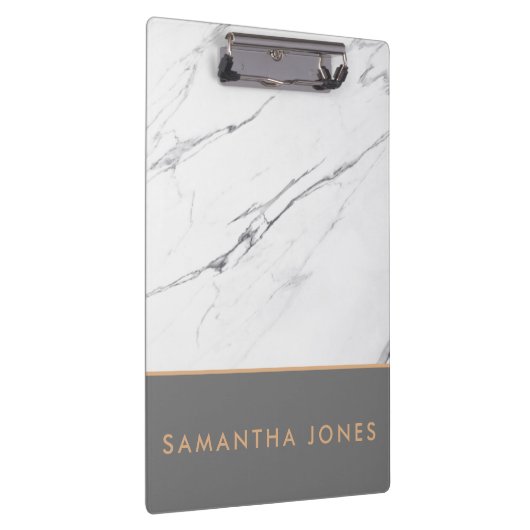 White Carrara Marble Gold Classic Moderne Klemmbrett (Rechts)