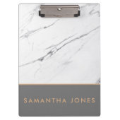 White Carrara Marble Gold Classic Moderne Klemmbrett (Vorderseite)