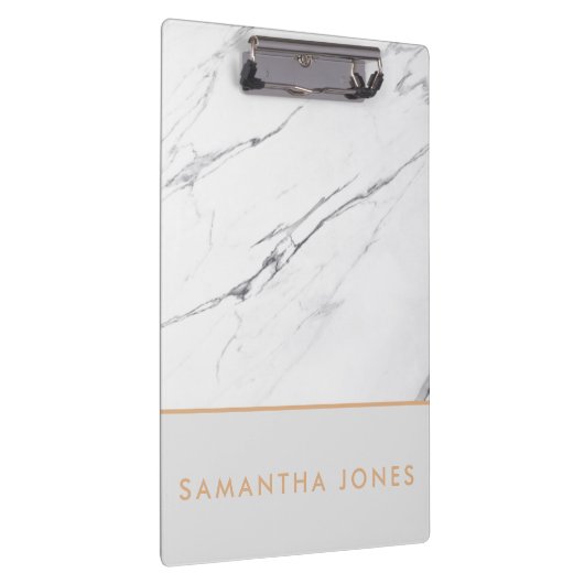 White Carrara Marble Gold Classic Moderne Klemmbrett (Rechts)