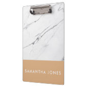White Carrara Marble Gold Classic Moderne Klemmbrett (Links)