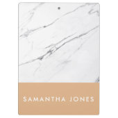 White Carrara Marble Gold Classic Moderne Klemmbrett (Rückseite)