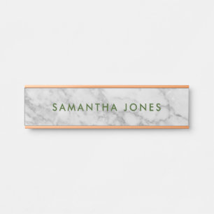 White Carrara Marble Gold Classic Personalised Doo Türschild