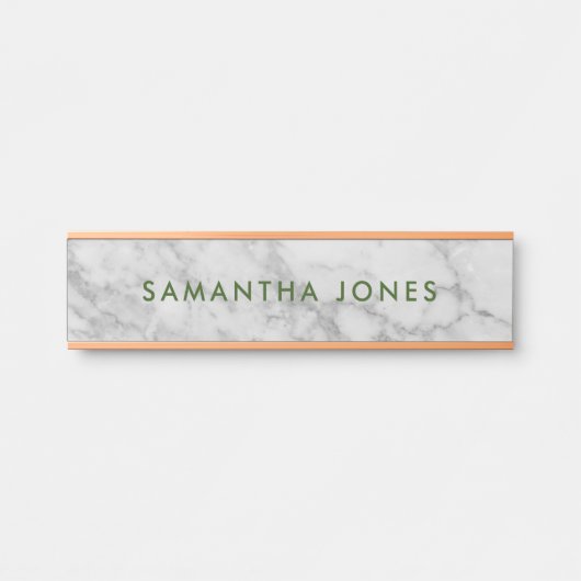 White Carrara Marble Gold Classic Personalised Doo Türschild (Vorderseite )