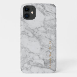 White Carrara Marble Gold Classic Personalisiert Case-Mate iPhone Hülle