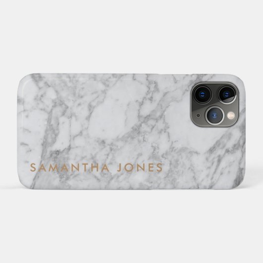 White Carrara Marble Gold Classic Personalisiert Case-Mate iPhone Hülle (Rückseite (Horizontal))