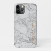 White Carrara Marble Gold Classic Personalisiert Case-Mate iPhone Hülle (Rückseite)
